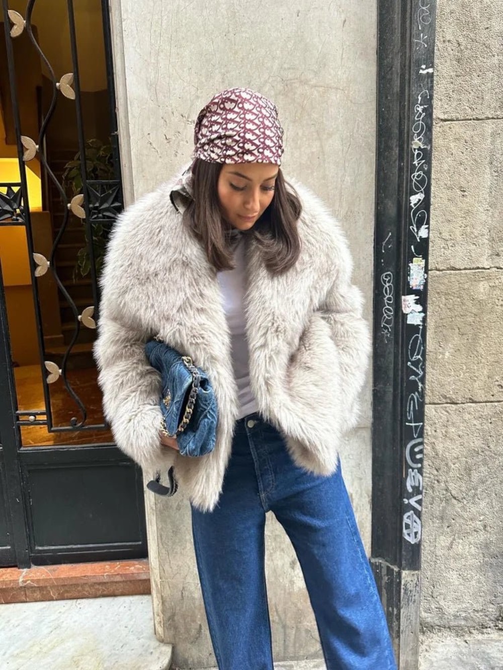Luxury Light Gray Faux Fur Women's Jacket - Stylish Winter Coat
